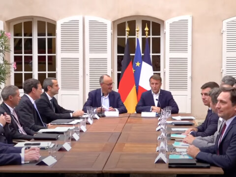 Friedrich Merz et Emmanuel Macron au 25 Conseil des Ministres